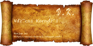 Vécsi Kornél névjegykártya
